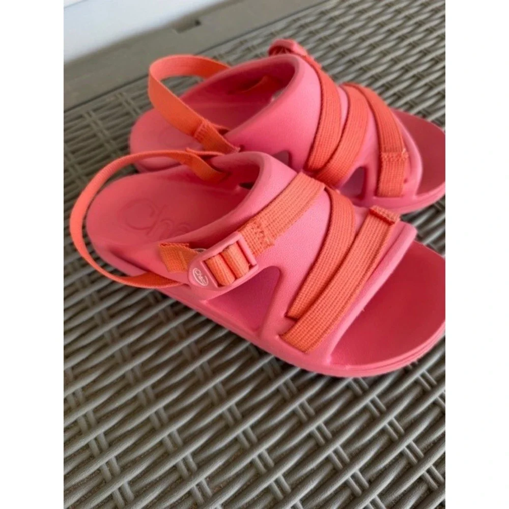 Chaco Chillos Kids Size 4 Pink Orange Sport Sandals Adjustable Strap‎ EVA Slide